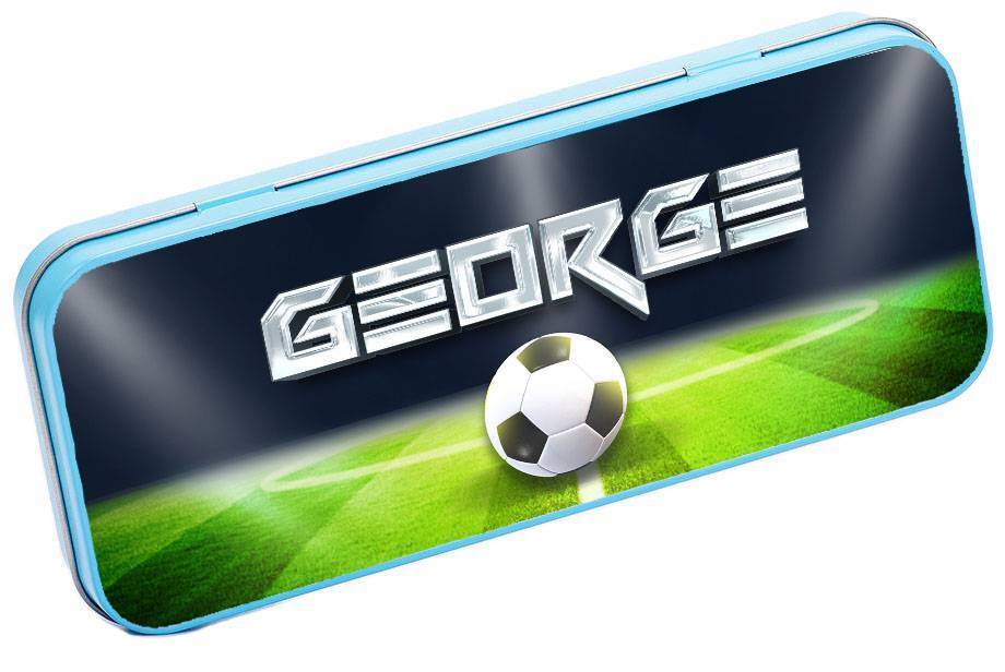 Personalised Any Name Football Pencil Case Tin Children School Kid Stationary 10