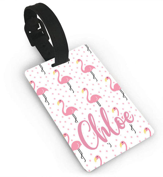 Personalised Flamingo Design Luggage Tag Any Name Printed Tag Kids Childrens 7