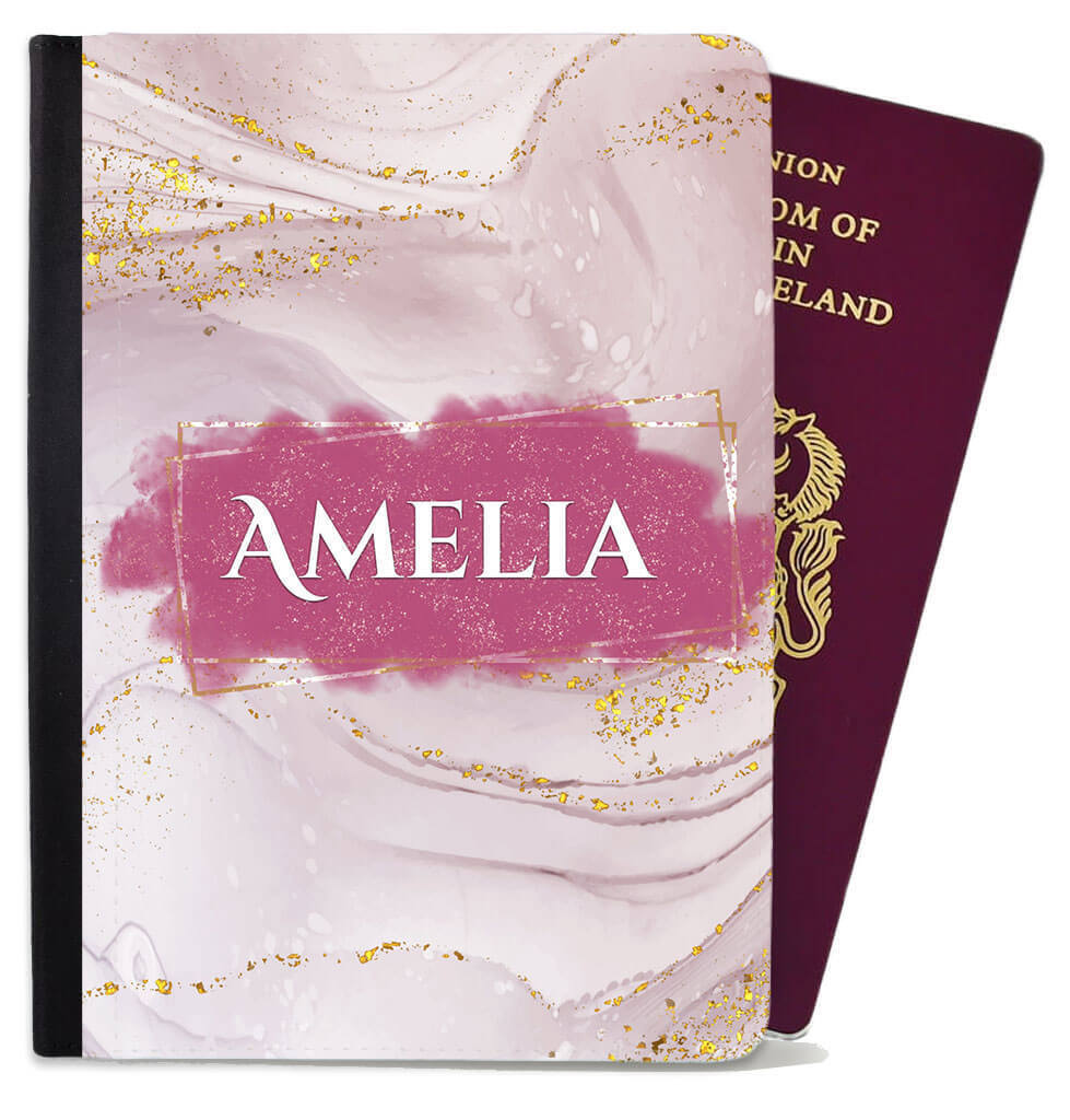 Personalised Marble Children Passport Cover Holder Any Name Holiday Accessory 21