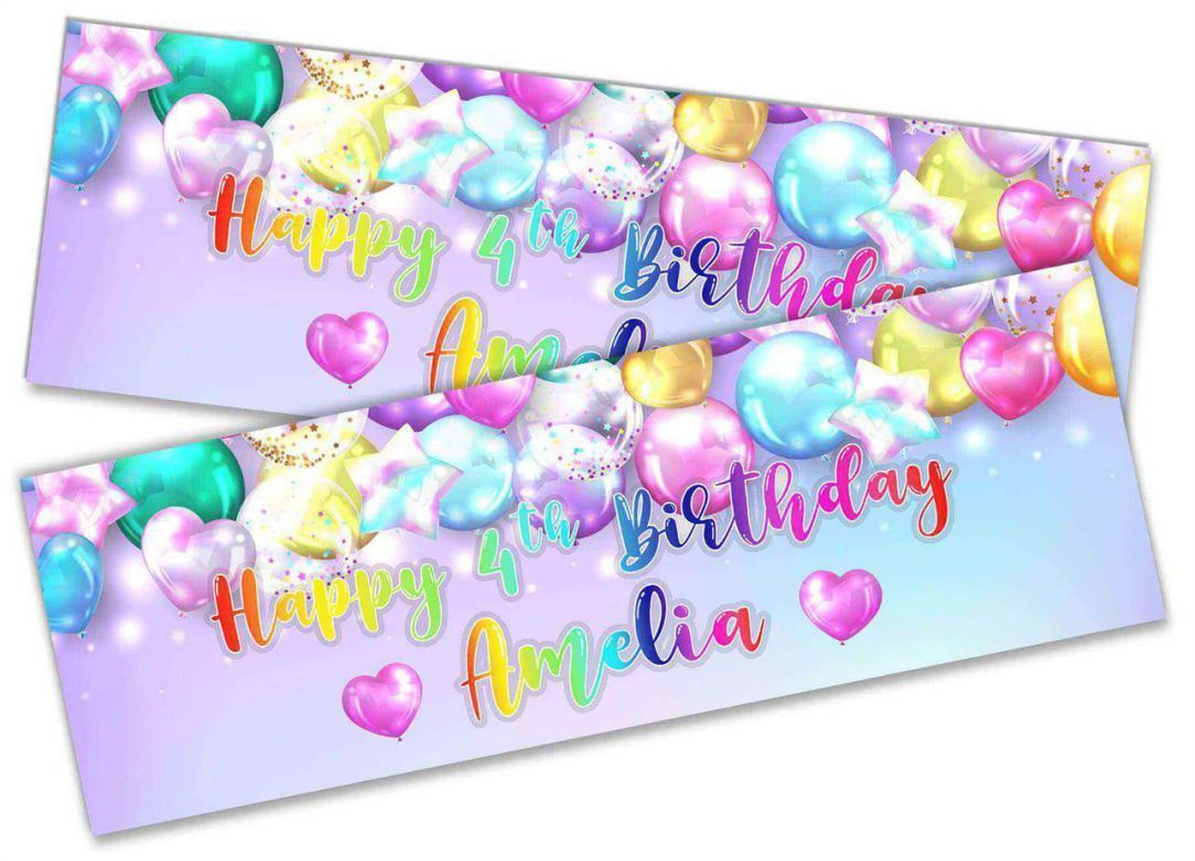 Personalised Birthday Banners Balloon Design Children Kids Party Decoration 75