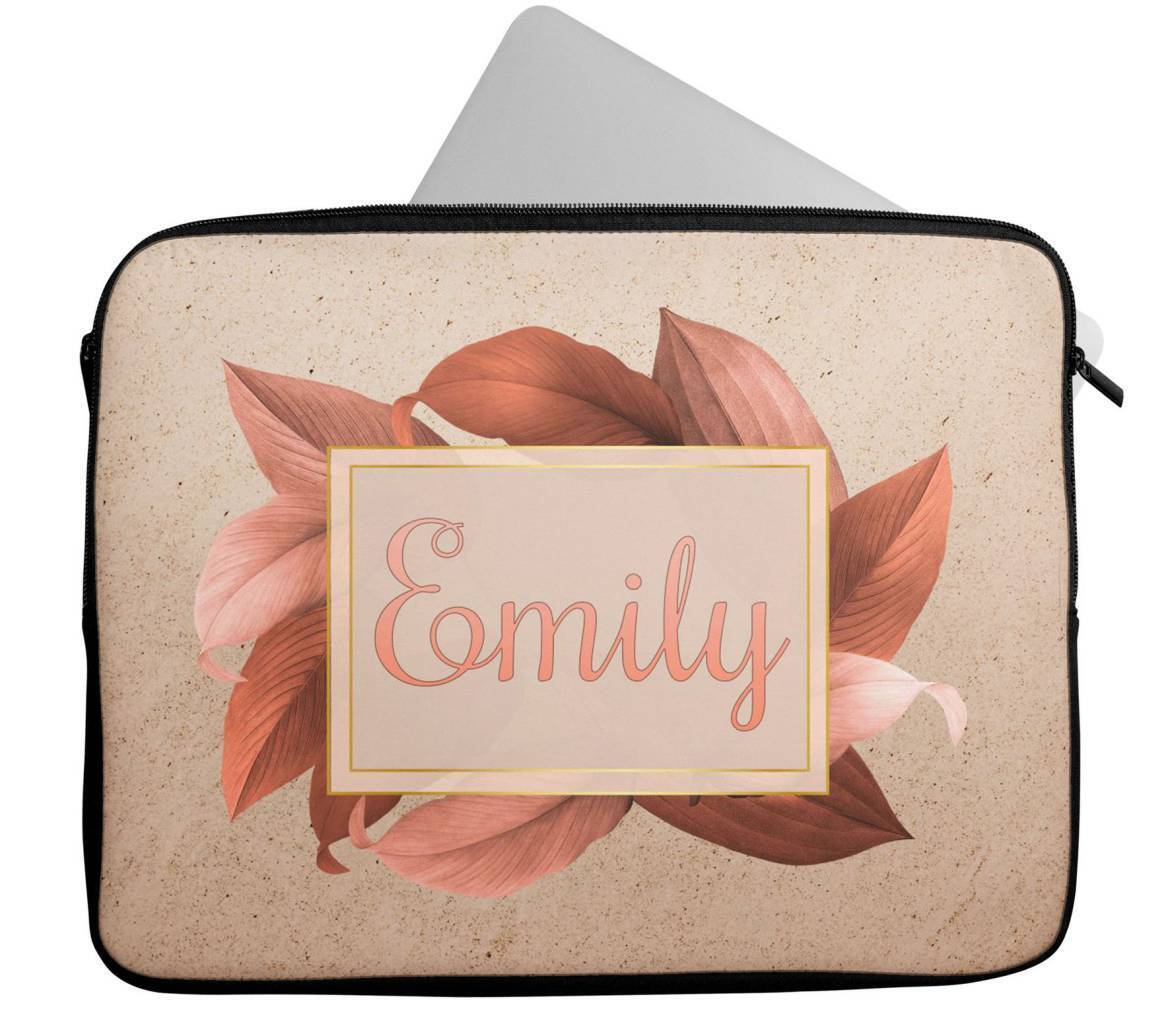 Personalised Any Name Floral Design Laptop Case Sleeve Tablet Bag 55