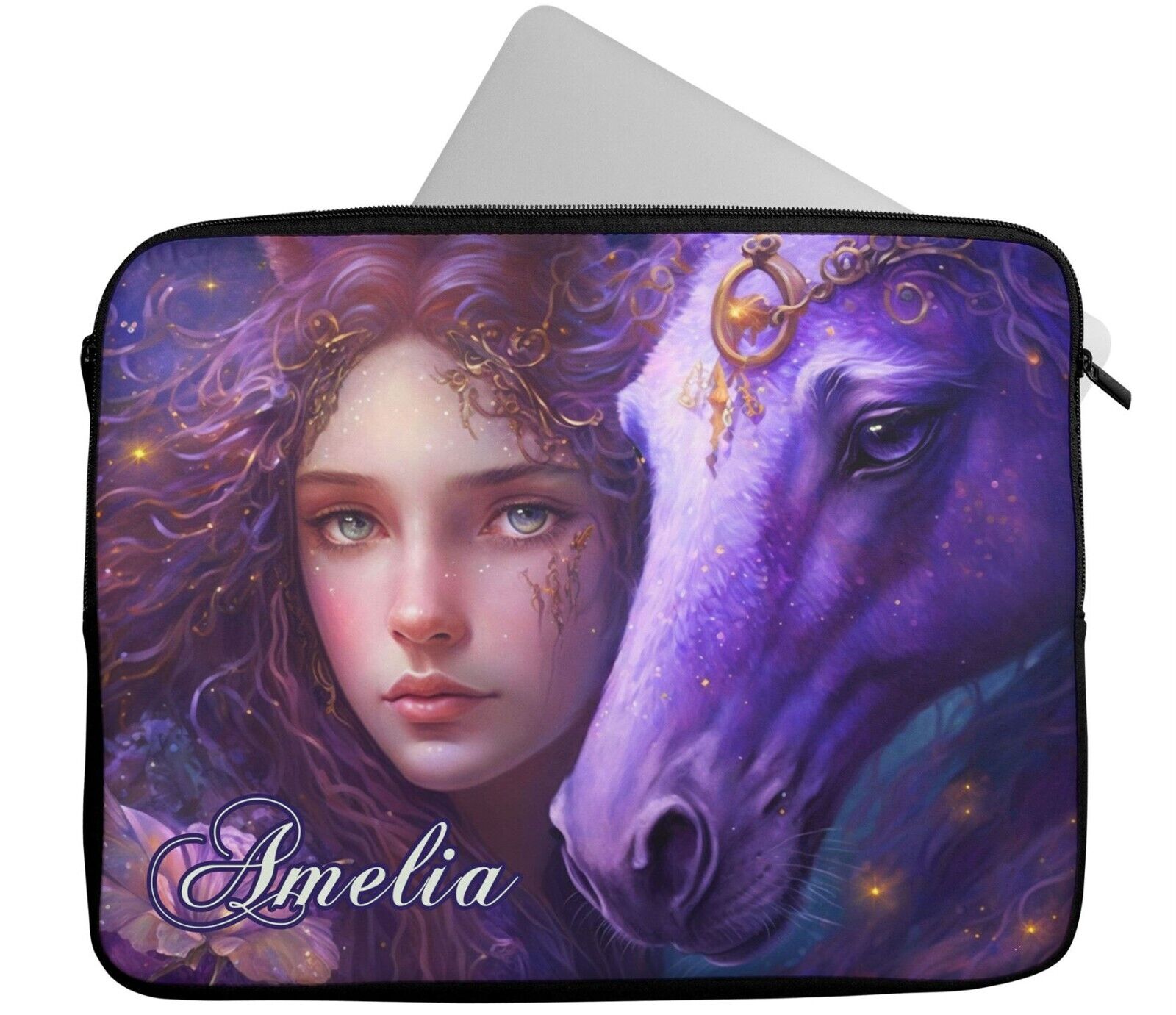 Personalised Any Name Unicorn Design Laptop Case Sleeve Tablet Bag 50