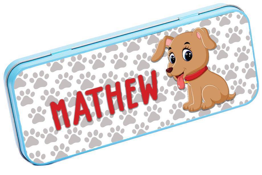 Personalised Any Name Animal Pencil Case Tin Children School Kids Stationary 16