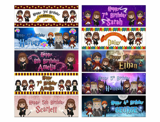 Personalised Birthday Banners Wizard Design Children Kids Party Decoration 105