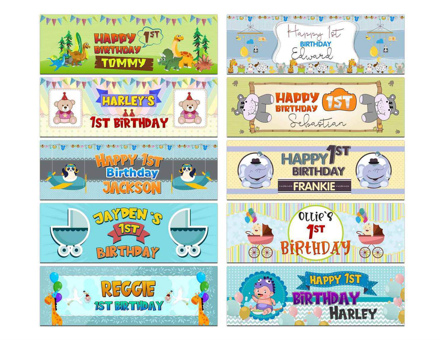 Personalised Birthday Banners Generic Design Children Kids Party Decoration 244