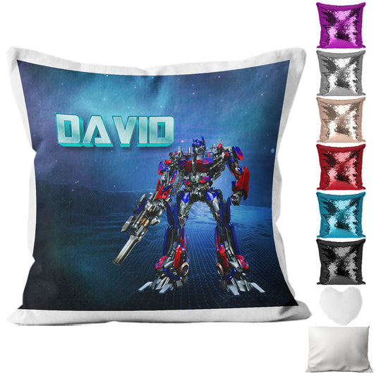 Personalised Cushion Robot Sequin Cushion Pillow Printed Birthday Gift 8