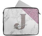 Personalised Any Name Marble Glitter Design Laptop Case Sleeve Tablet Bag 99