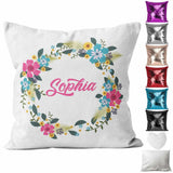 Personalised Cushion Floral Sequin Cushion Pillow Printed Birthday Gift 94