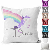 Personalised Cushion Unicorn Sequin Cushion Pillow Printed Birthday Gift 86