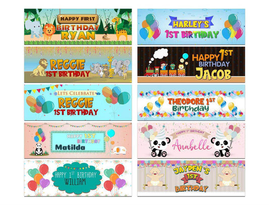 Personalised Birthday Banners Generic Design Children Kids Party Decoration 248
