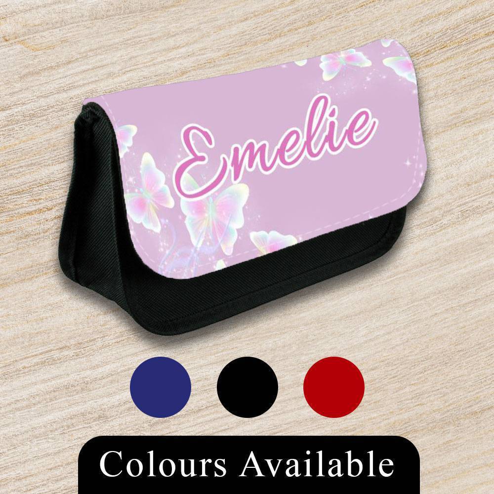 Personalised Pencil Case Butterfly Girls Boys Stationary Kids School Bag 9