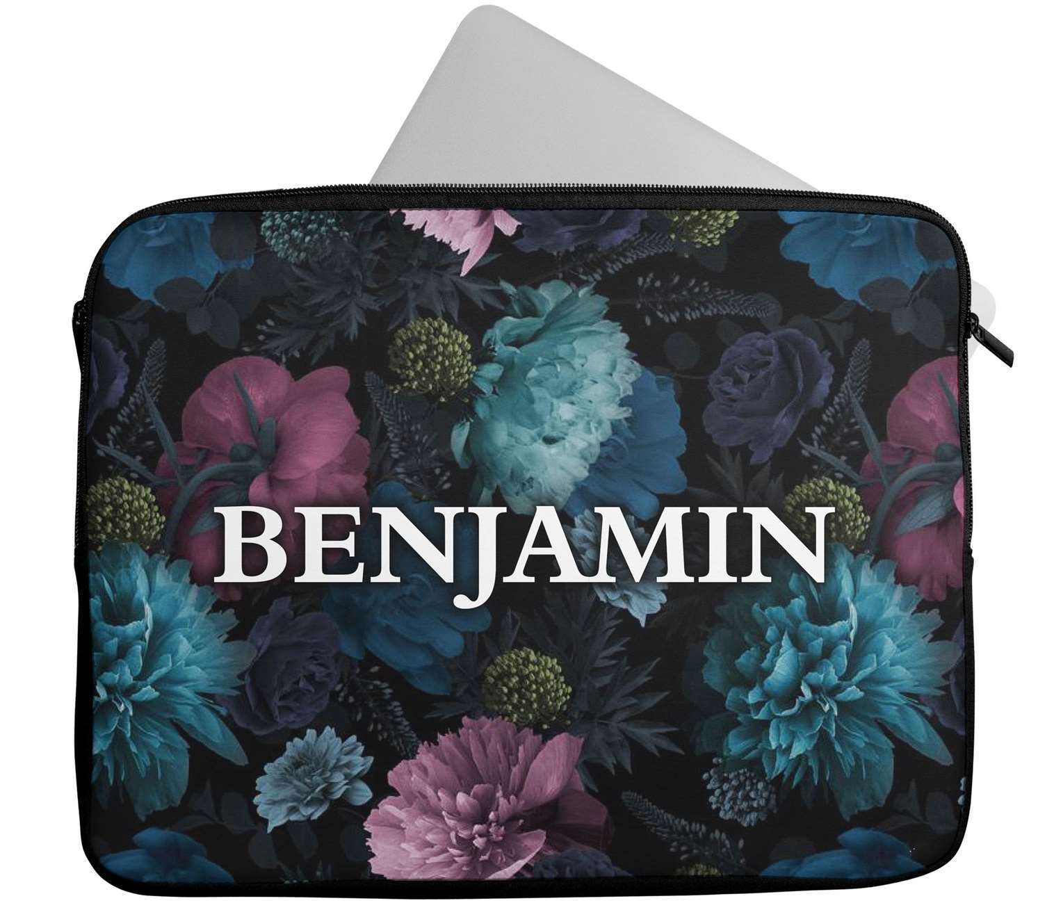 Personalised Any Name Floral Design Laptop Case Sleeve Tablet Bag 27