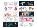 Personalised Birthday Banners Generic Design Children Kids Party Decoration 183