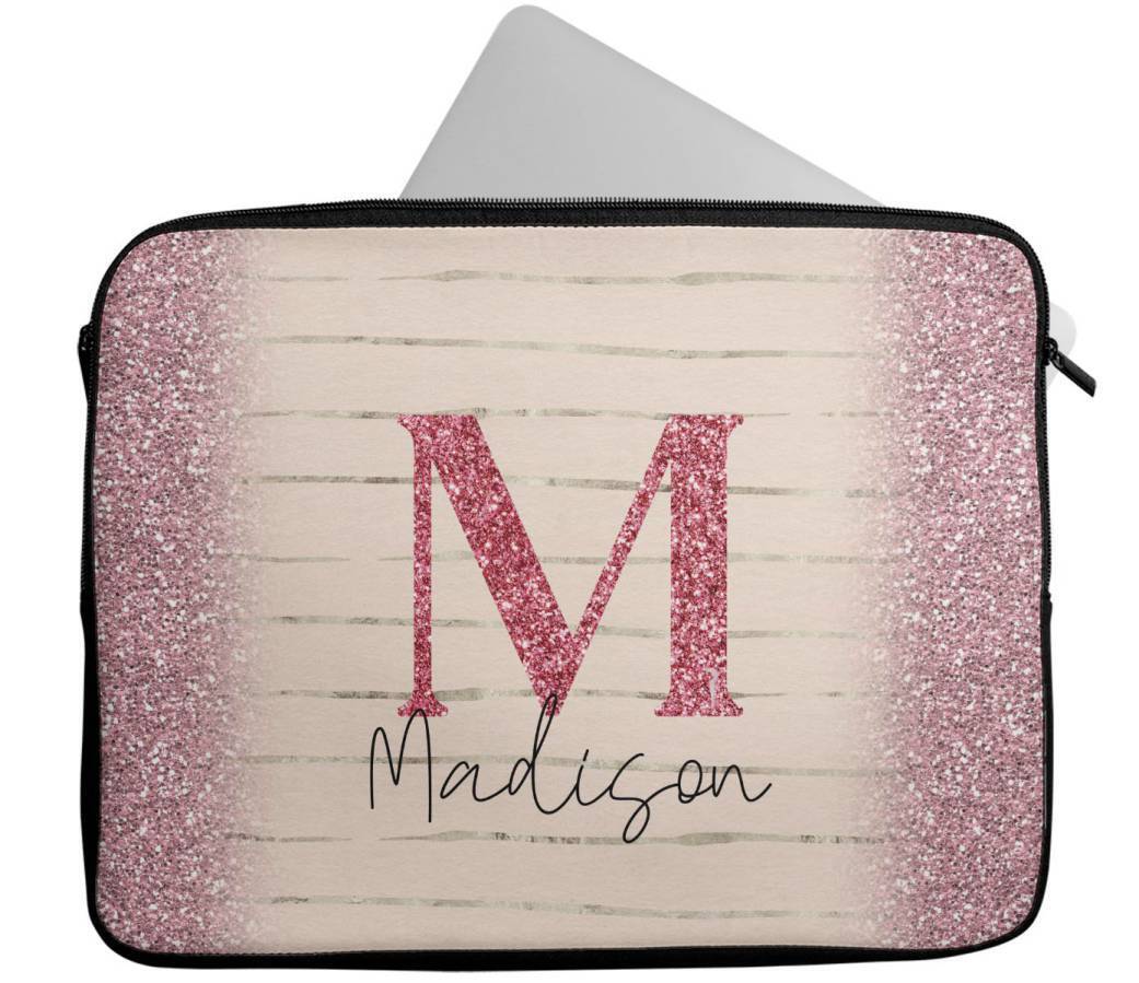 Personalised Any Name Marble Glitter Design Laptop Case Sleeve Tablet Bag 91