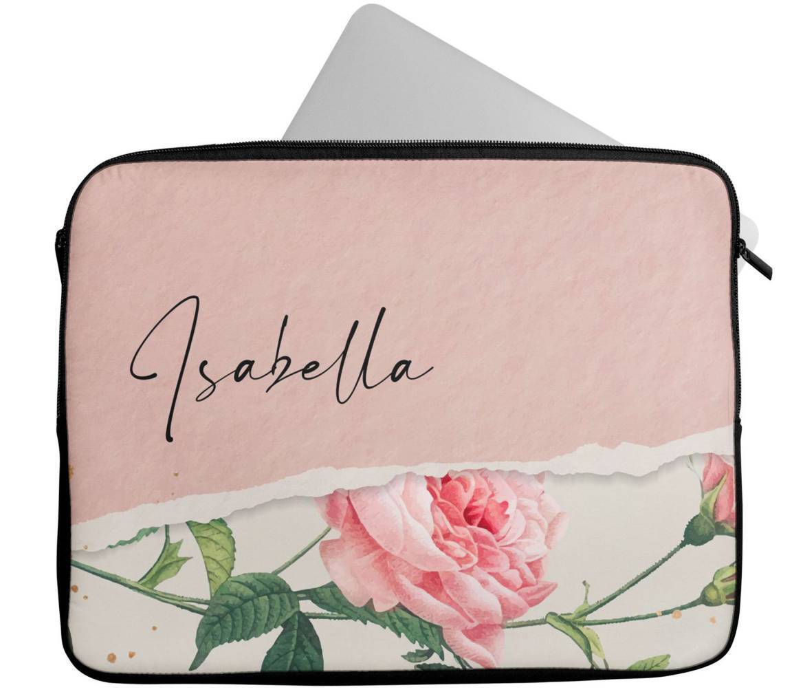 Personalised Any Name Floral Design Laptop Case Sleeve Tablet Bag 54