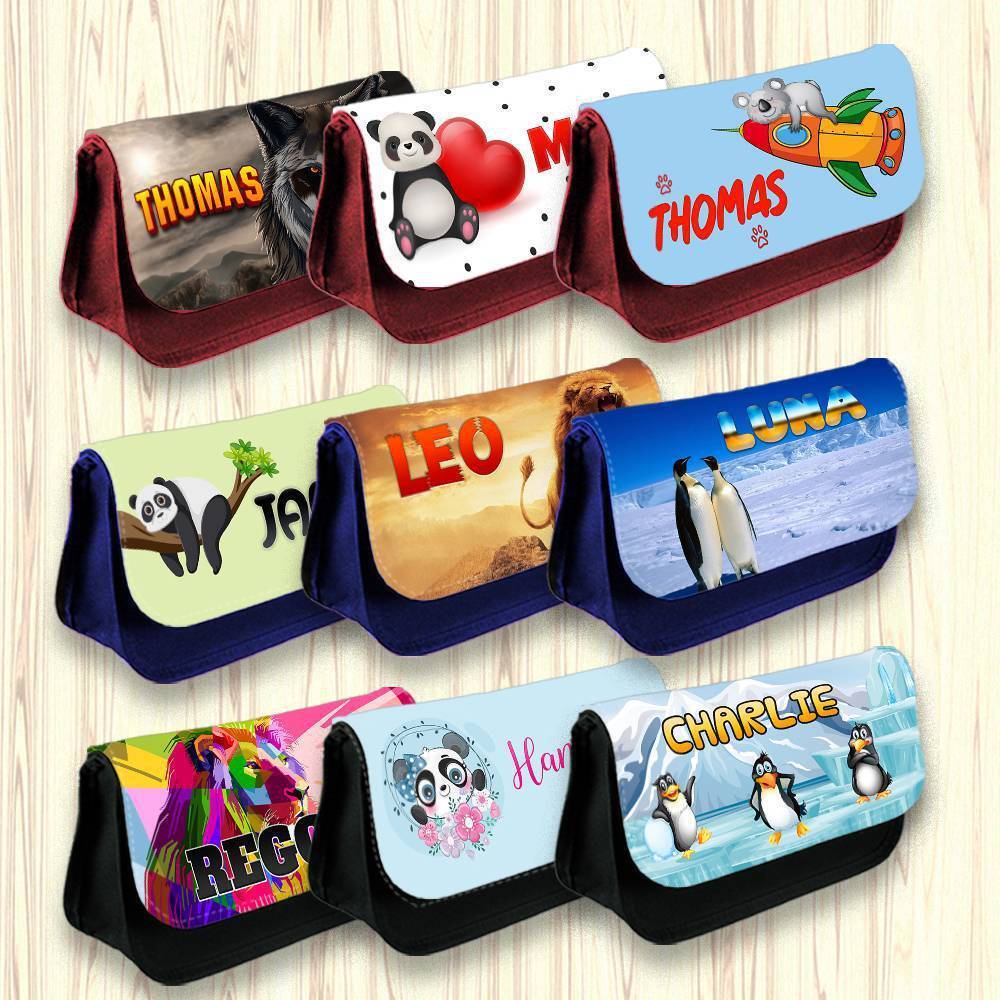 Personalised Pencil Case Animal Girls Boys Stationary Kids School Bag 12