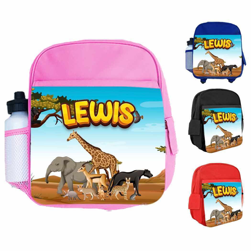 Personalised Kids Backpack Any Name Animal Design Boys Girls kid School Bag 35