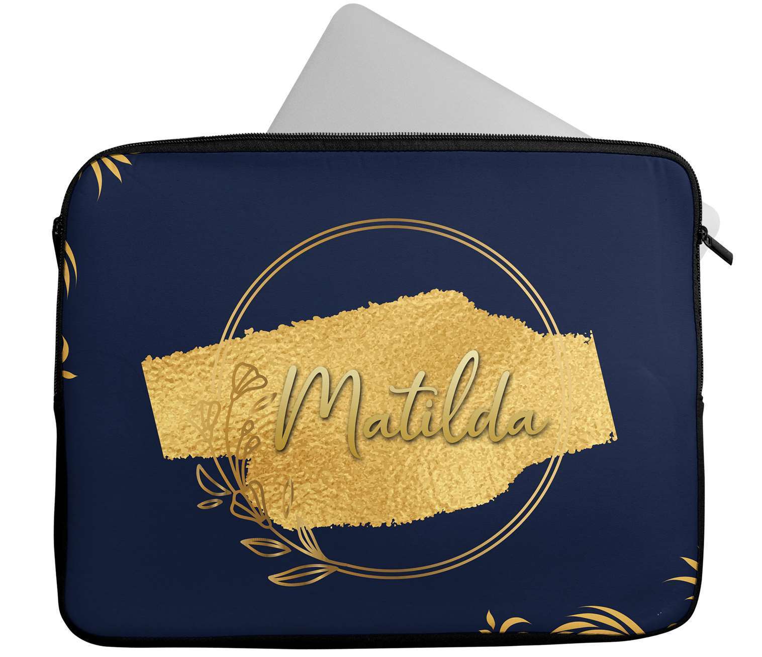 Personalised Any Name Floral Design Laptop Case Sleeve Tablet Bag 31