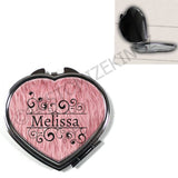 PERSONALISED NAME ON PINK FUR GIRLY HANDBAG POCKET MAKEUP COMPACT MIRROR  