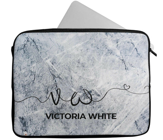 Personalised Any Name White Design Laptop Case Sleeve Tablet Bag Chromebook Gift
