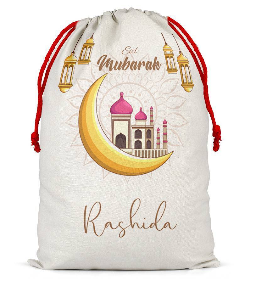 Personalised Eid Sack Bag Boy Girl eid Gift idea Stocking Bag 12