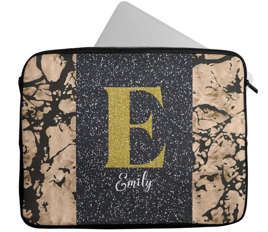 Personalised Any Name Marble Glitter Design Laptop Case Sleeve Tablet Bag 95