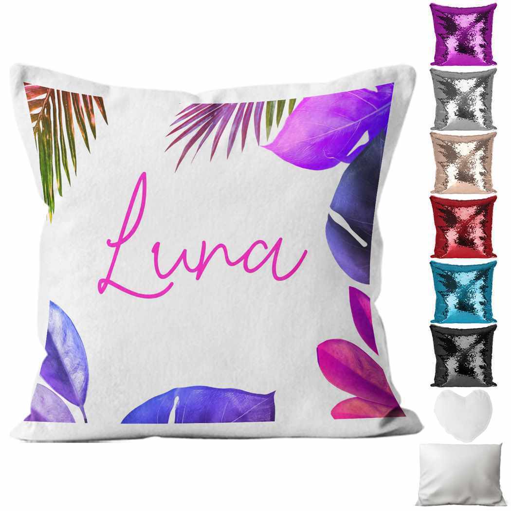 Personalised Cushion Floral Sequin Cushion Pillow Printed Birthday Gift 100