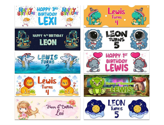 Personalised Birthday Banners Generic Design Children Kids Party Decoration 202
