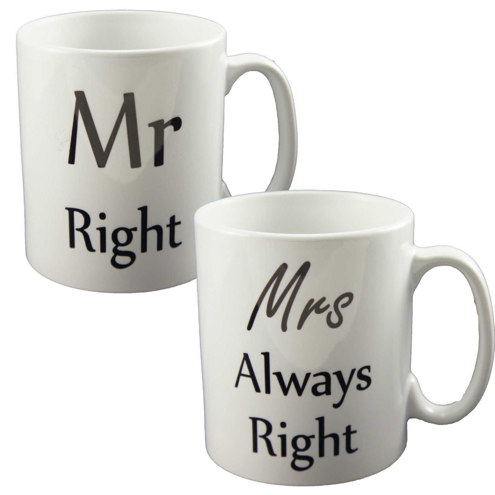 MR RIGHT & MRS ALWAYS RIGHT MUGS PERFECT NOVELTY GIFT CUP VALENTINES ANNIVERSARY