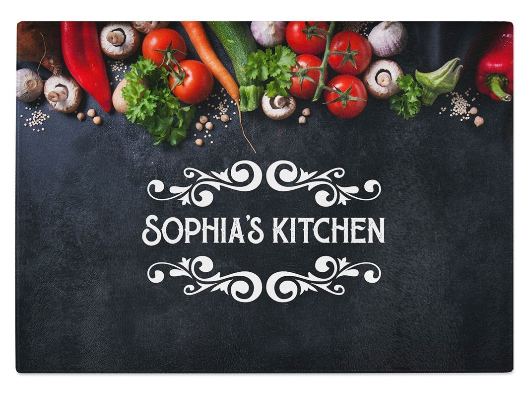 Personalised Any Name Kitchen Glass Chopping Board Item Gift 18