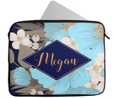 Personalised Any Name Floral Design Laptop Case Sleeve Tablet Bag 28