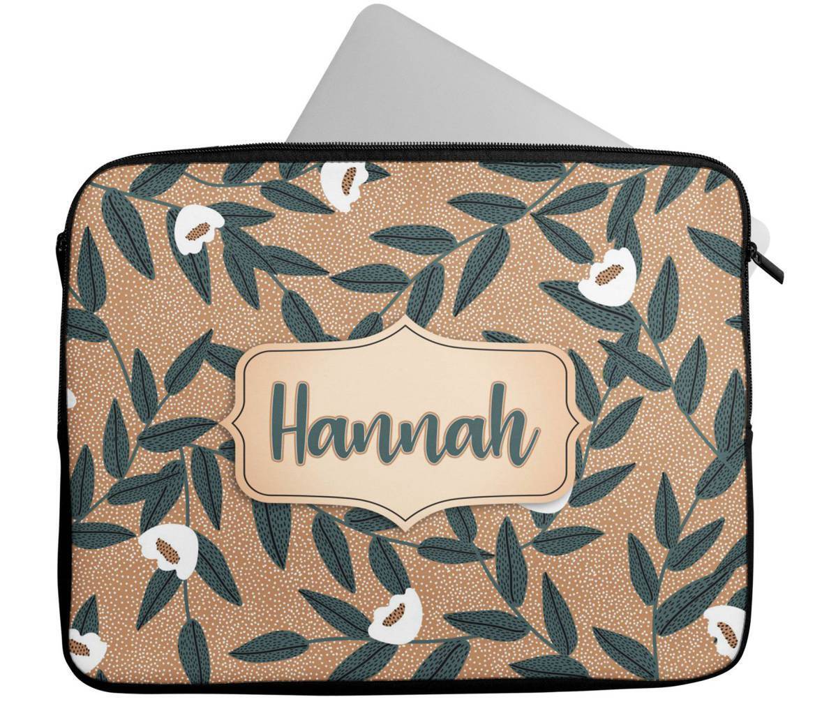 Personalised Any Name Floral Design Laptop Case Sleeve Tablet Bag 54