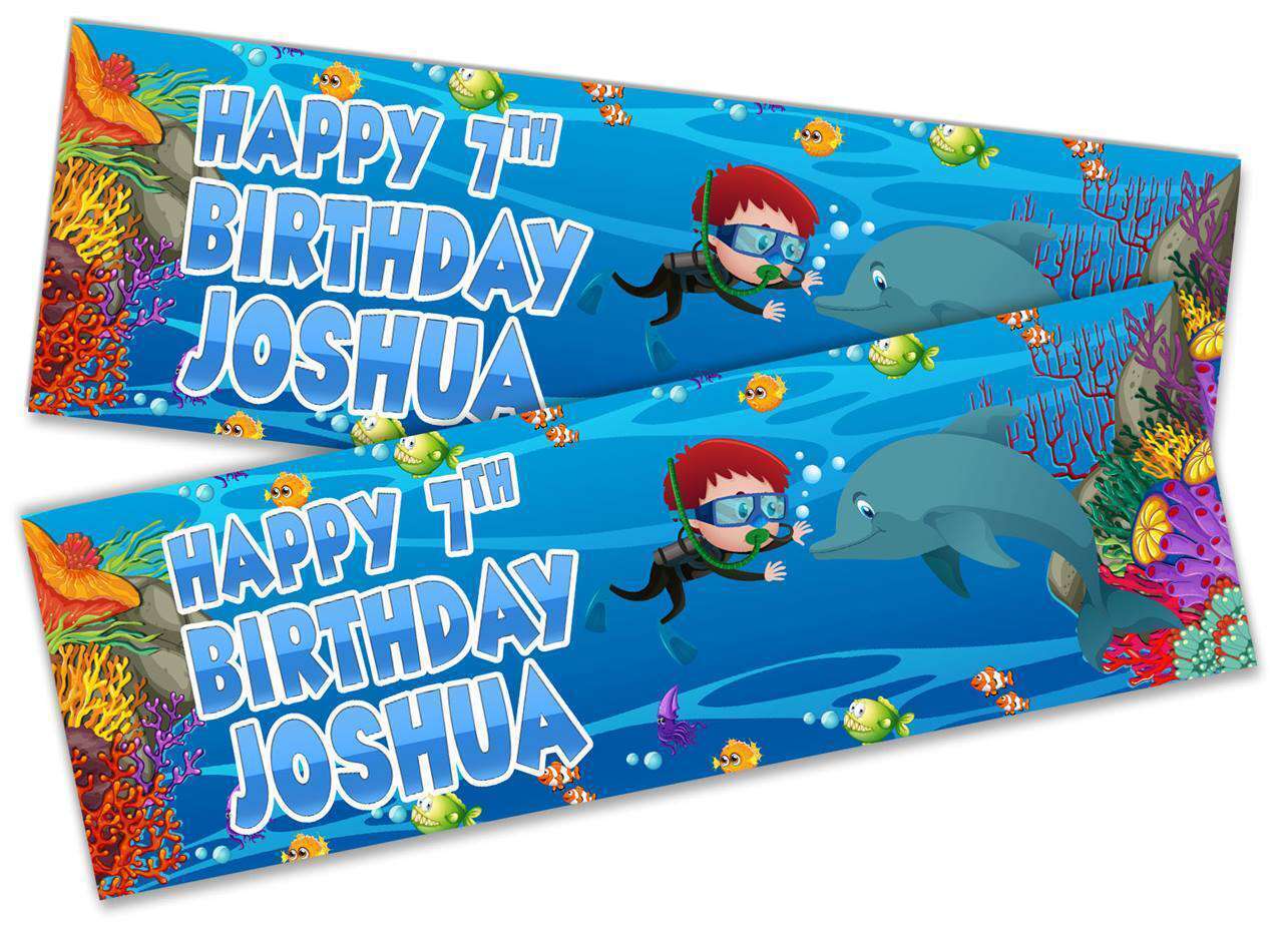 Personalised Birthday Banners Fish Design Children Kids Party Decoration 111