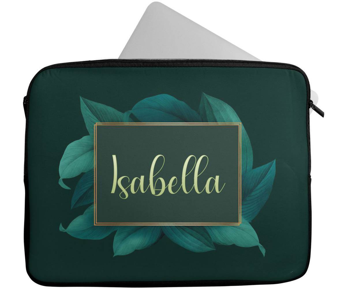 Personalised Any Name Floral Design Laptop Case Sleeve Tablet Bag 55