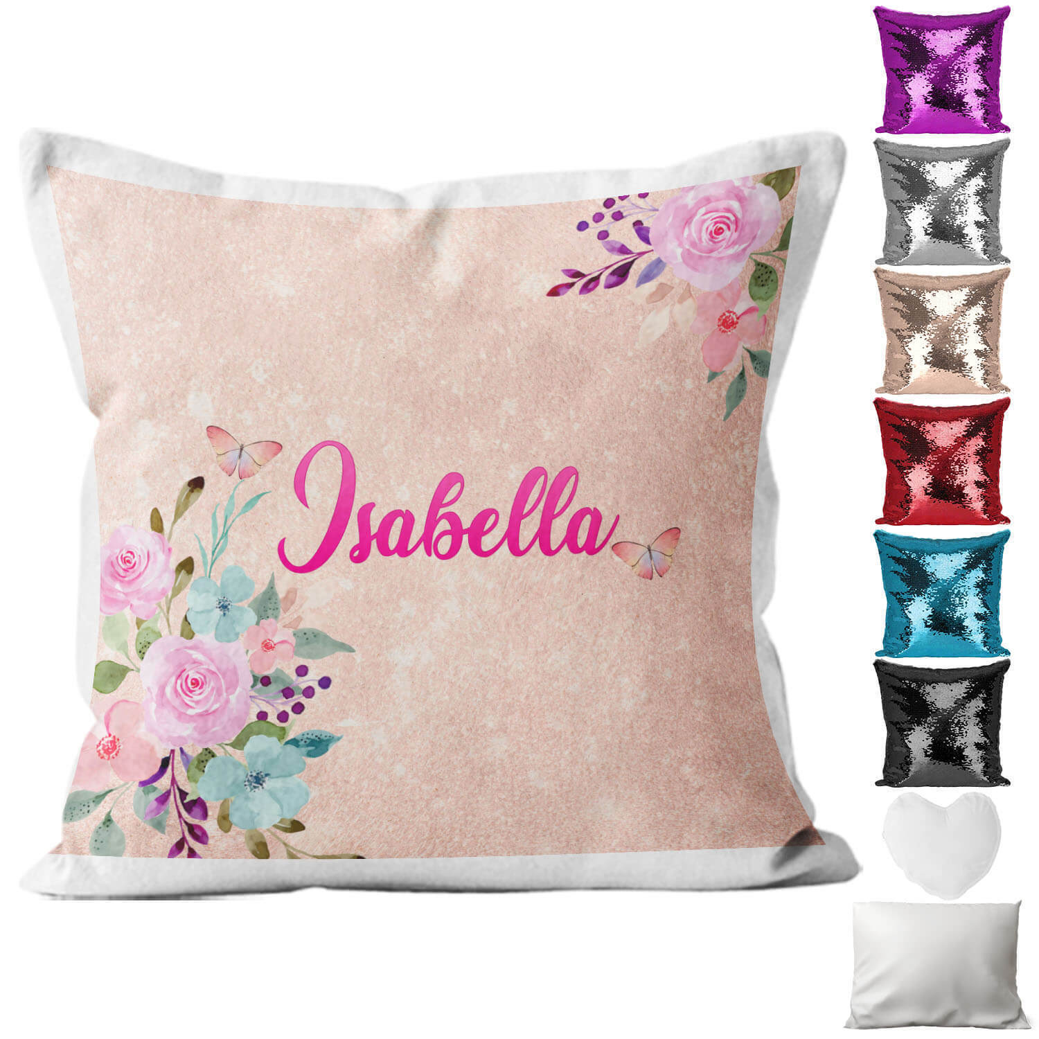 Personalised Cushion Floral Sequin Cushion Pillow Printed Birthday Gift 5