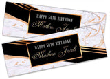 Personalised Birthday Banners Marble Design Adult Kids Party Decoration 52