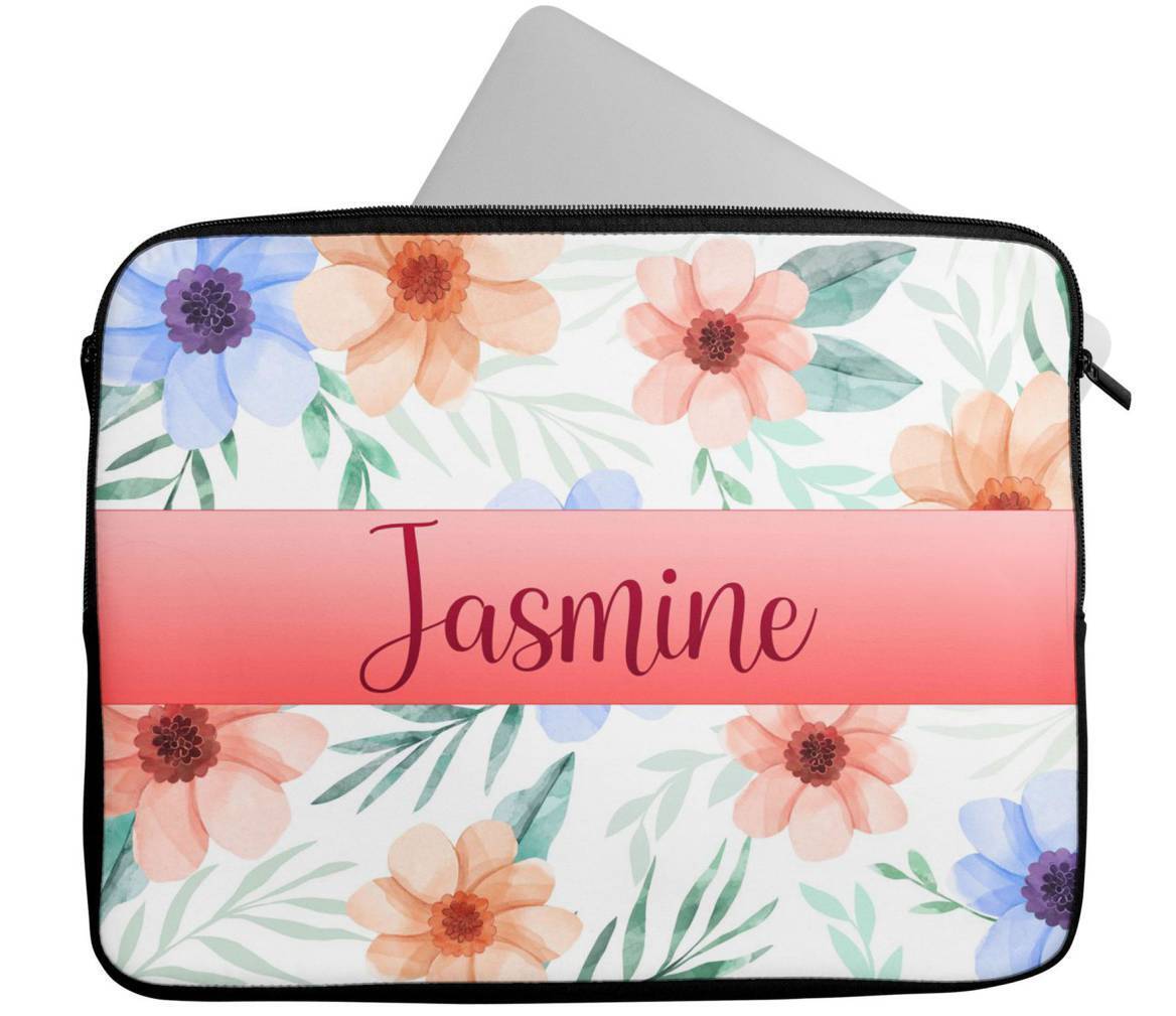 Personalised Any Name Floral Design Laptop Case Sleeve Tablet Bag 55