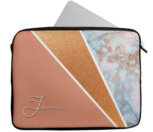 Personalised Any Name Marble Glitter Design Laptop Case Sleeve Tablet Bag 100