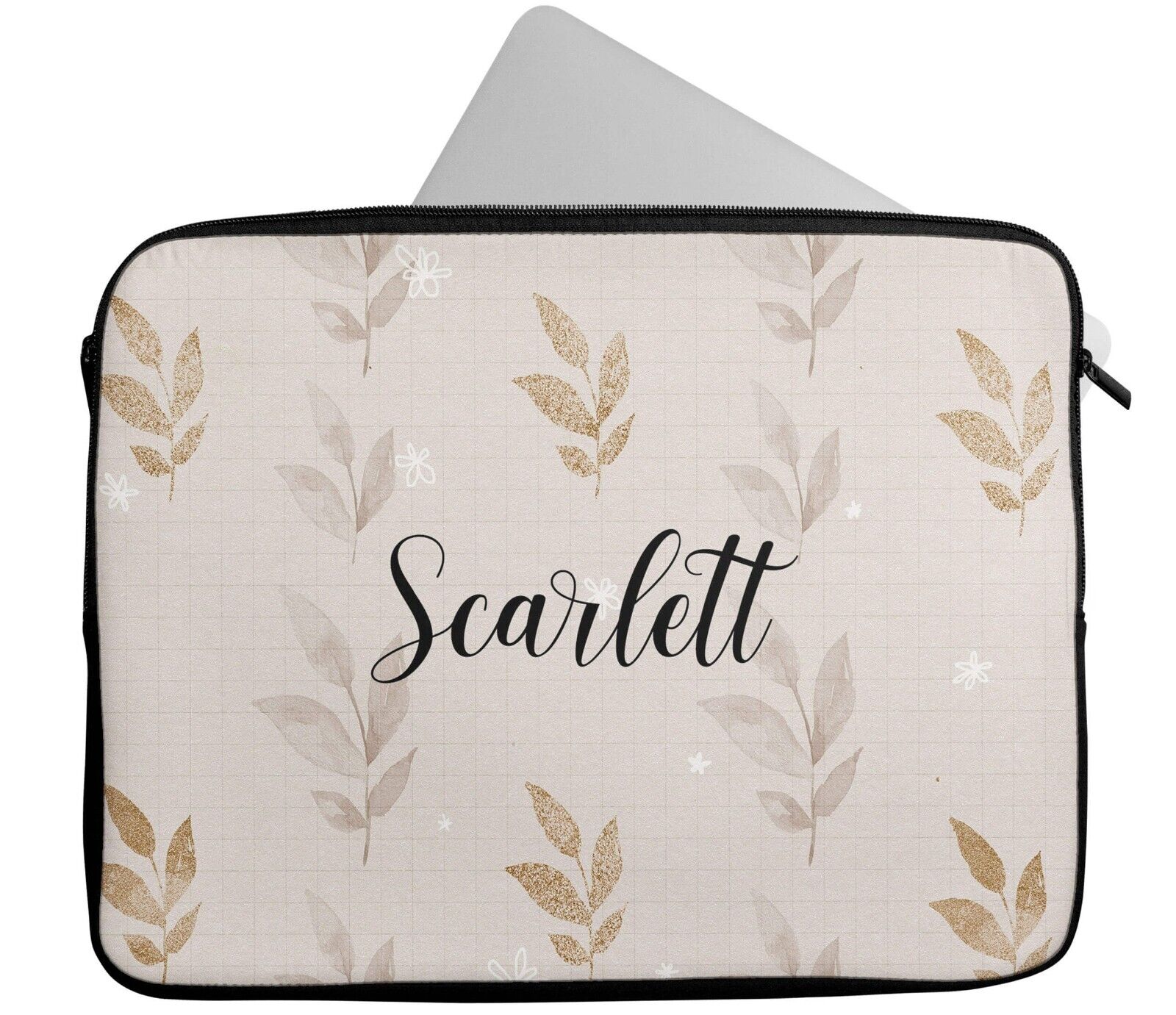 Personalised Any Name Floral Glitter Design Laptop Case Sleeve Tablet Bag 11