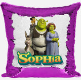 Personalised Shrek Any Name Magic Reveal Pink Sequin Cushion Cover Gift 1