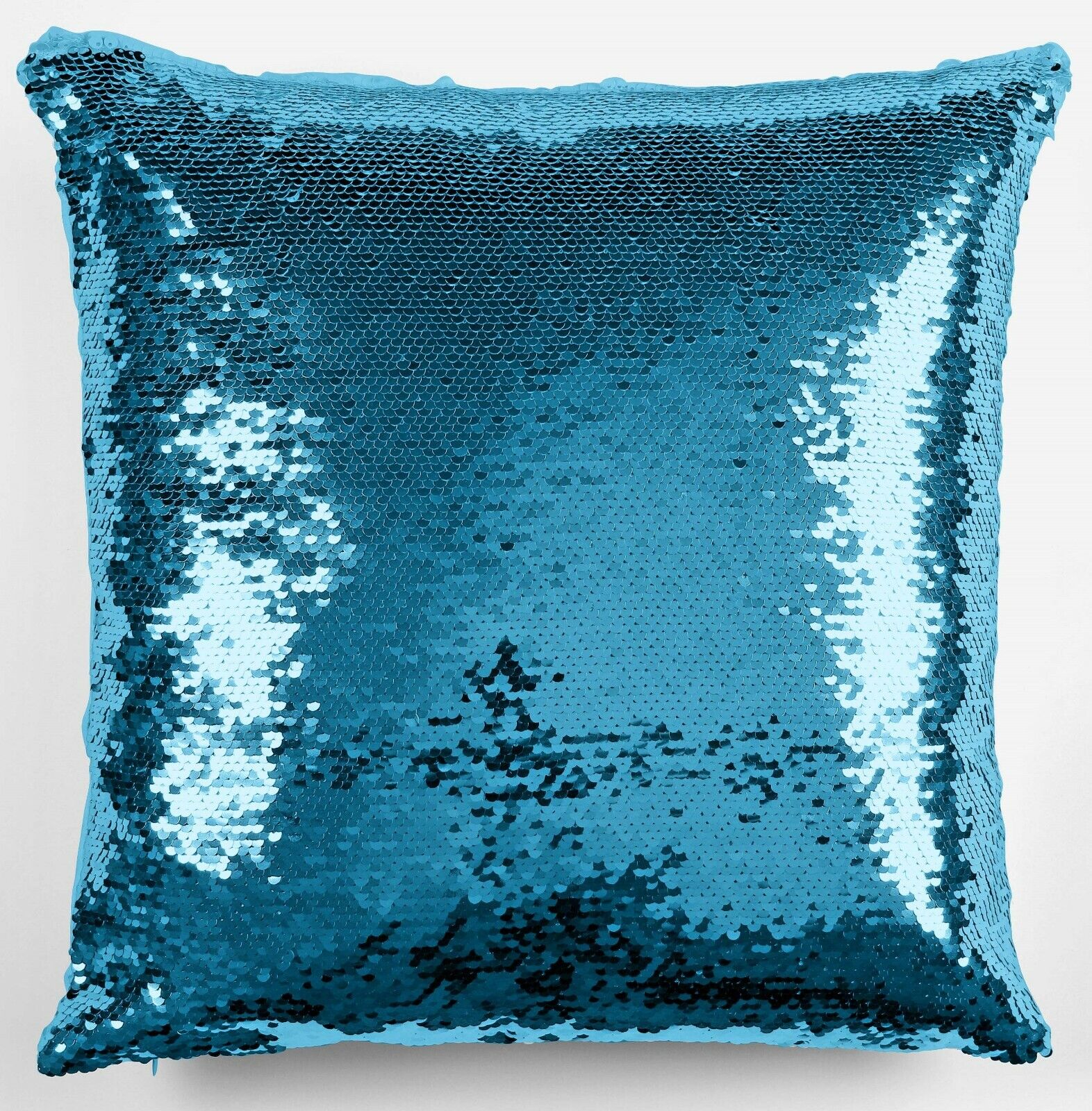 Personalised Dinosaur Design Any Name Magic Reveal Blue Sequin Cushion Cover 2