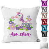 Personalised Cushion Unicorn Sequin Cushion Pillow Printed Birthday Gift 42