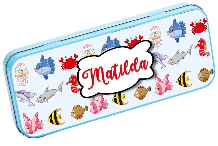 Personalised Any Name Animal Pencil Case Tin Children School Kids Stationary 15