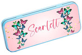 Personalised Any Name Butterfly Pencil Case Tin Children School Kid Stationary 9