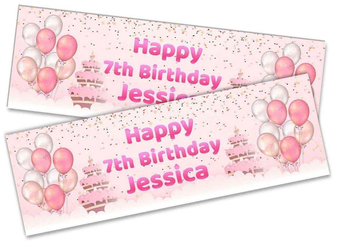 Personalised Birthday Banners Balloon Design Children Kids Party Decoration 75