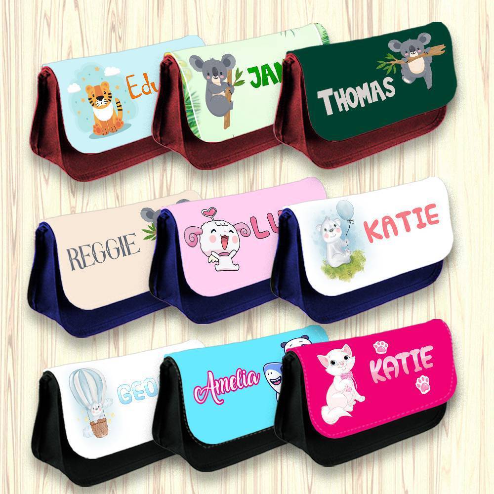 Personalised Pencil Case Animal Girls Boys Stationary Kids School Bag 15