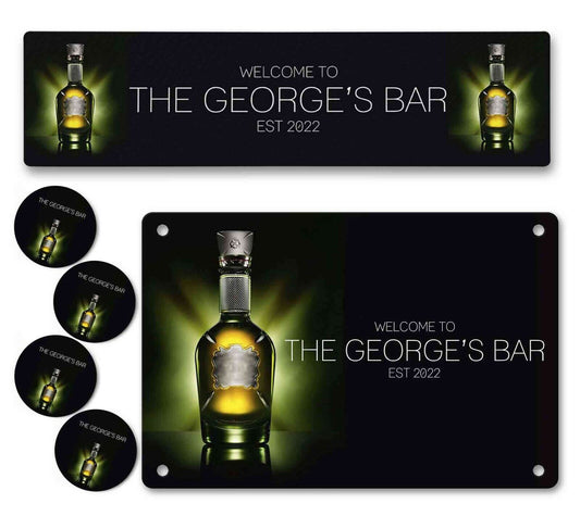 Personalised Bar Runner Sign Coaster Any Name Garden Plaque Gift Bar Pub 20