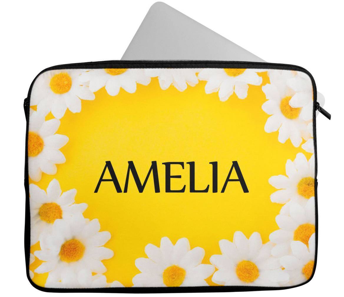 Personalised Any Name Floral Design Laptop Case Sleeve Tablet Bag 54