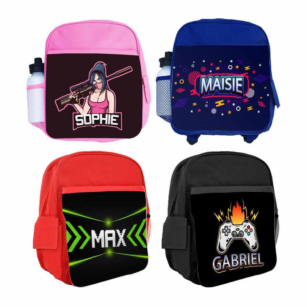 Personalised Kids Backpack Any Name Gaming Boys Girls Children School Bag 2