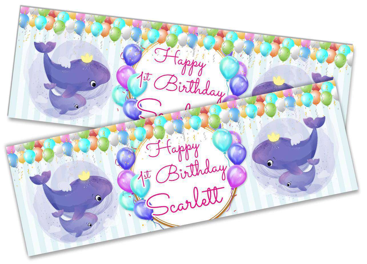 Personalised Birthday Banners Fish Design Children Kids Party Decoration 111